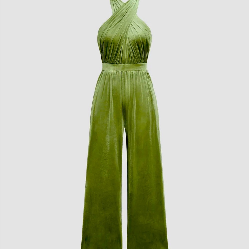 Green velvet jumpsuit